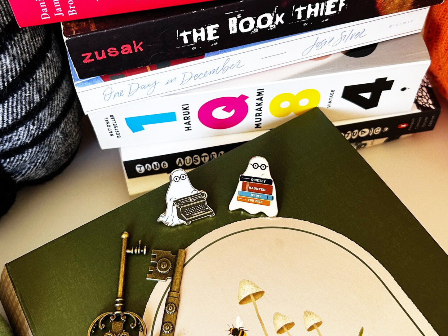 The Storyline Styles - Ghost Enamel Pin, Bookish Ghost, TBR List, Spooky Season Pin