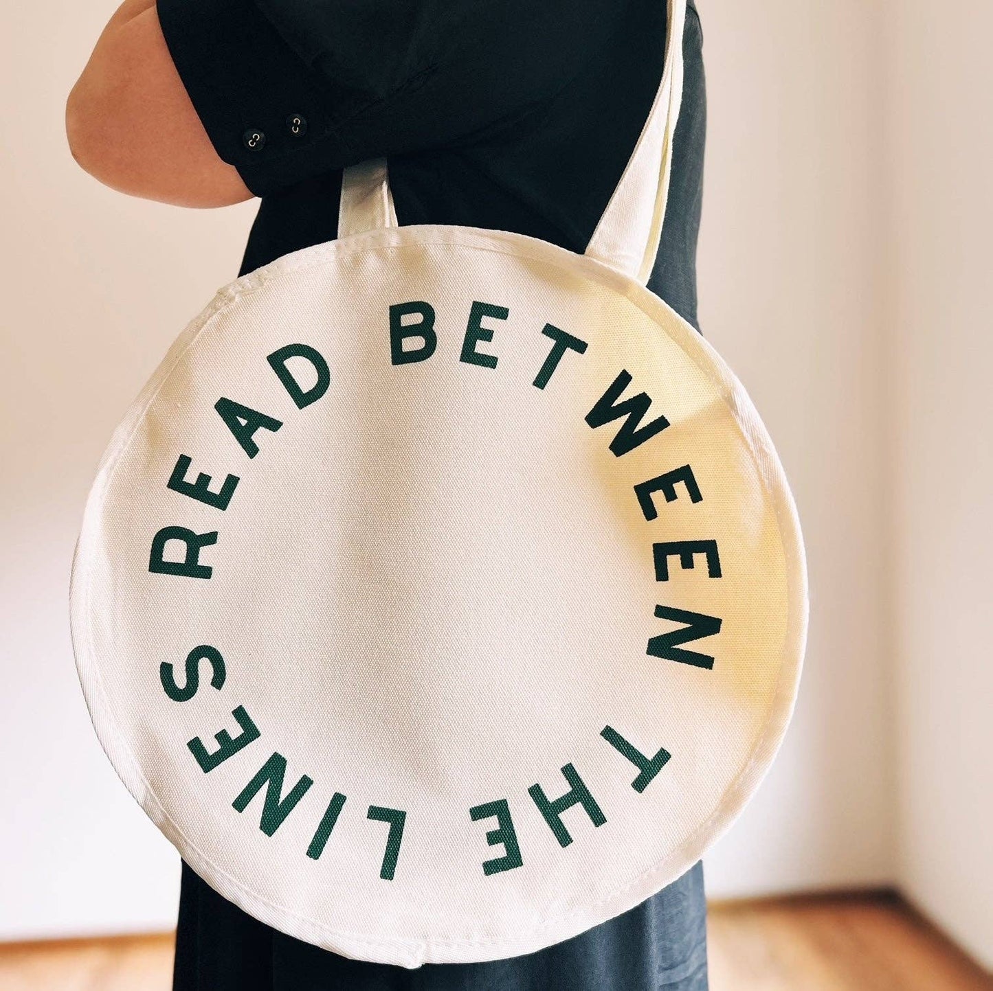 Read Between the Lines Circle Tote, Totes, Canvas, Book bag