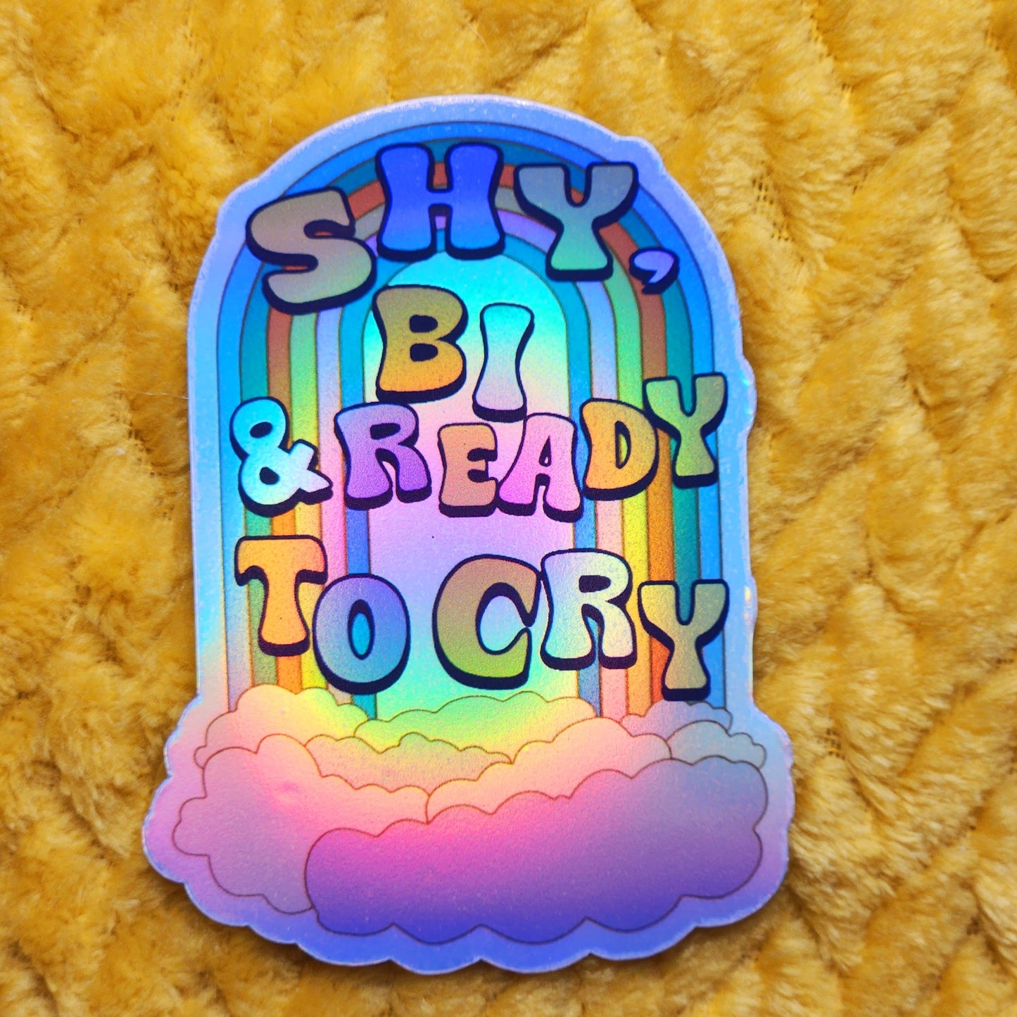 Shy bi and ready to cry sticker lgbtq waterproof bisexual