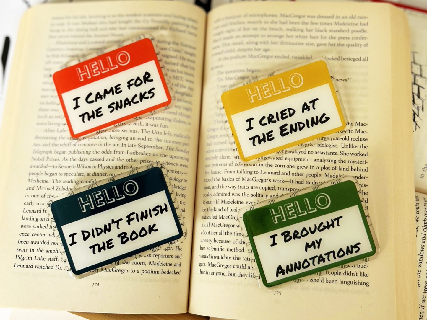 Book Club Name Tag Acrylic Name Tag, Gift for Book Lovers an
