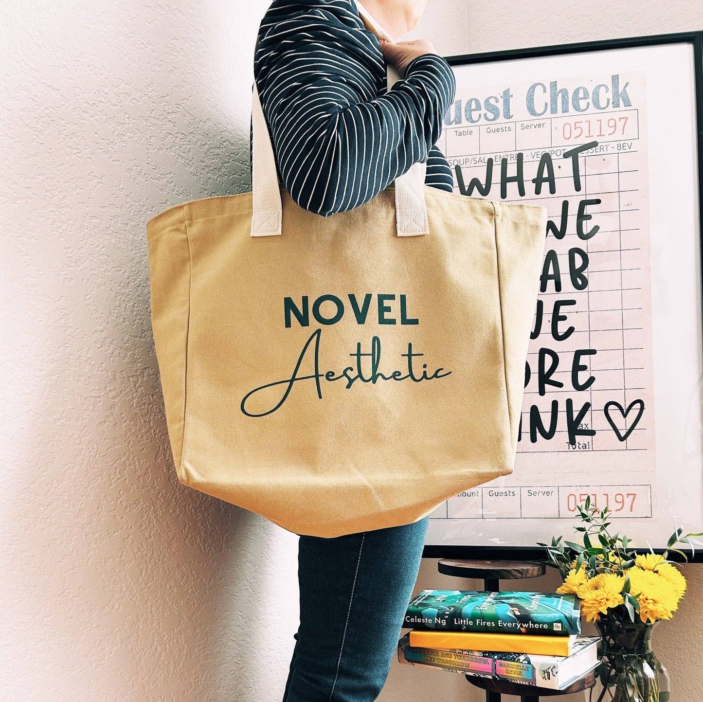 Book Tote Bag - Novel Aesthetic, Totes,100% Cotton, Canvas