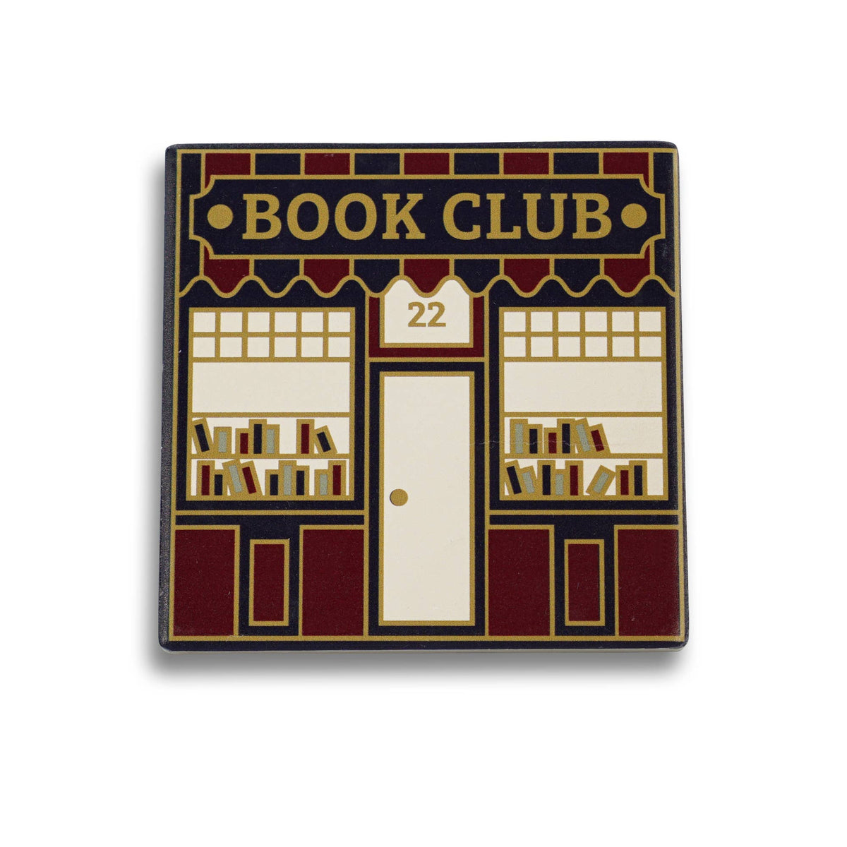 Half Moon Bay By Design - Book Club Ceramic Coaster - Bookshop Design