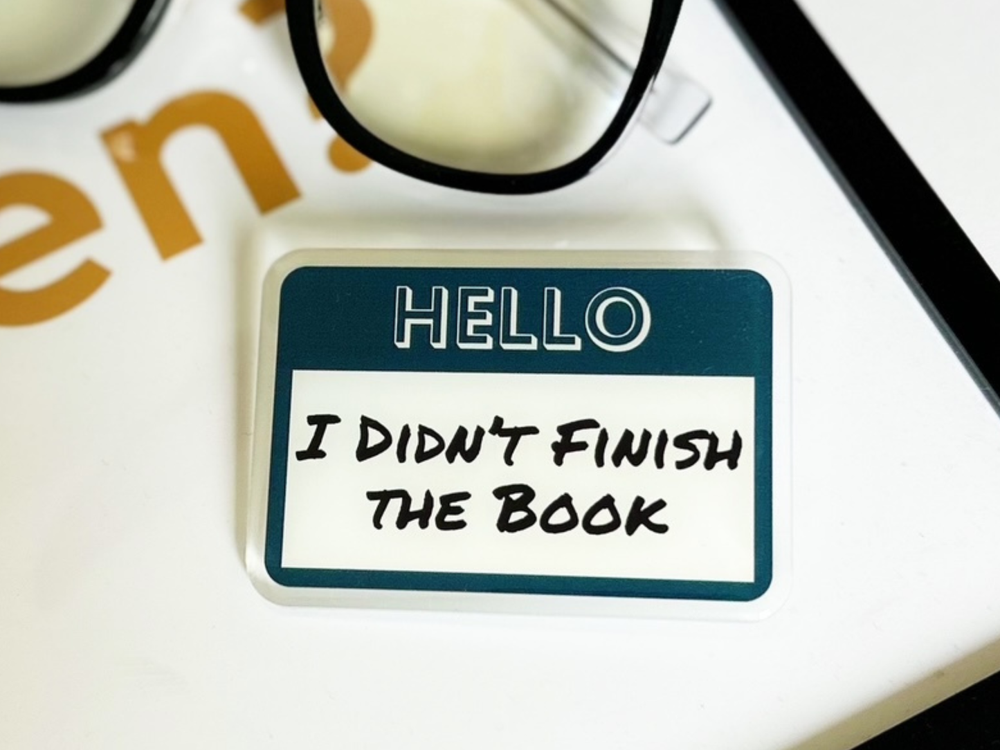 Book Club Name Tag Acrylic Name Tag, Gift for Book Lovers an