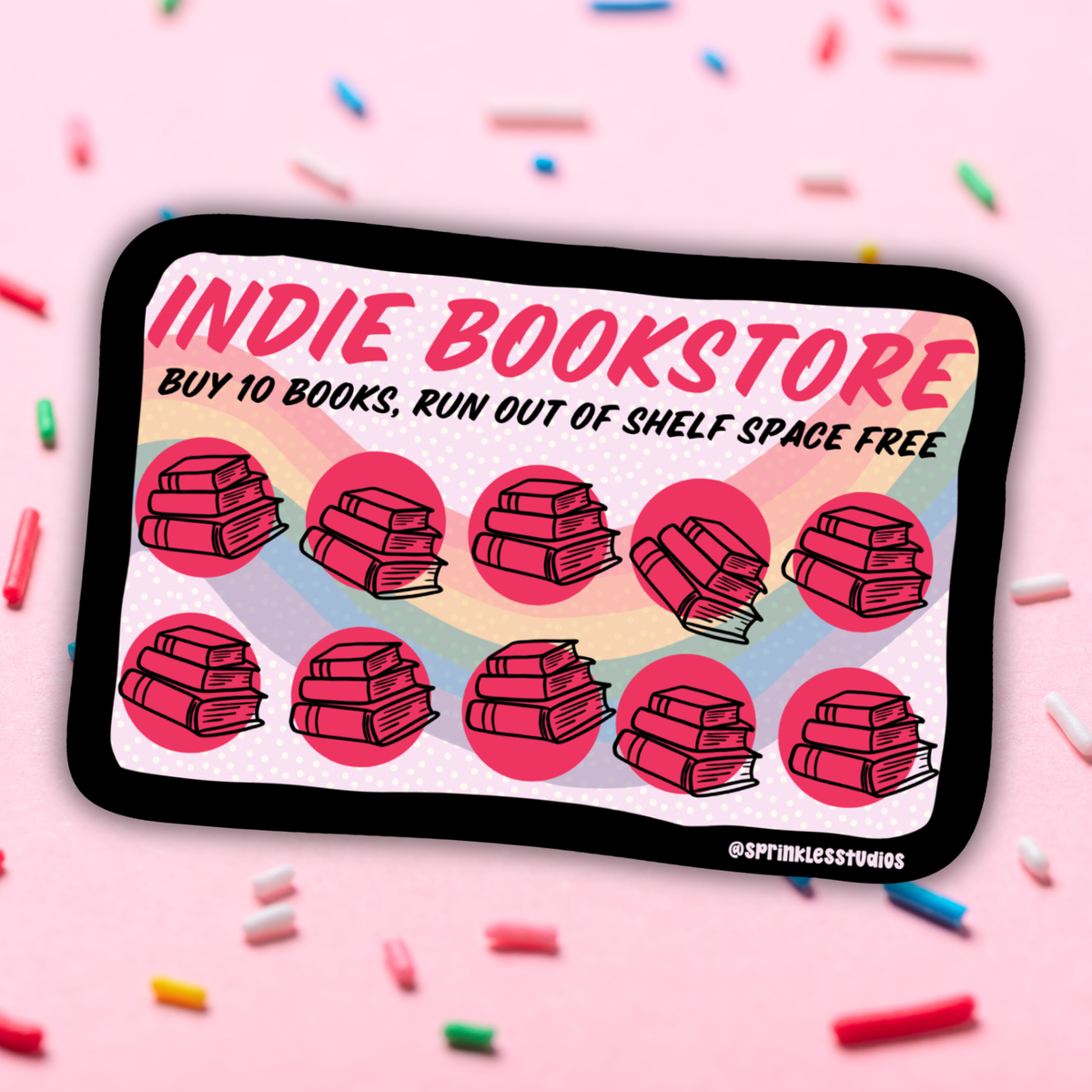 Sprinkles Studios - Indie Bookstore Punch Card Vinyl Sticker