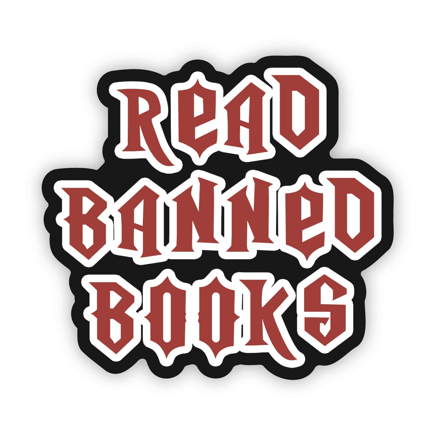 Meaggie Moos - Read Banned Books Rock and Roll Waterproof Vinyl Sticker