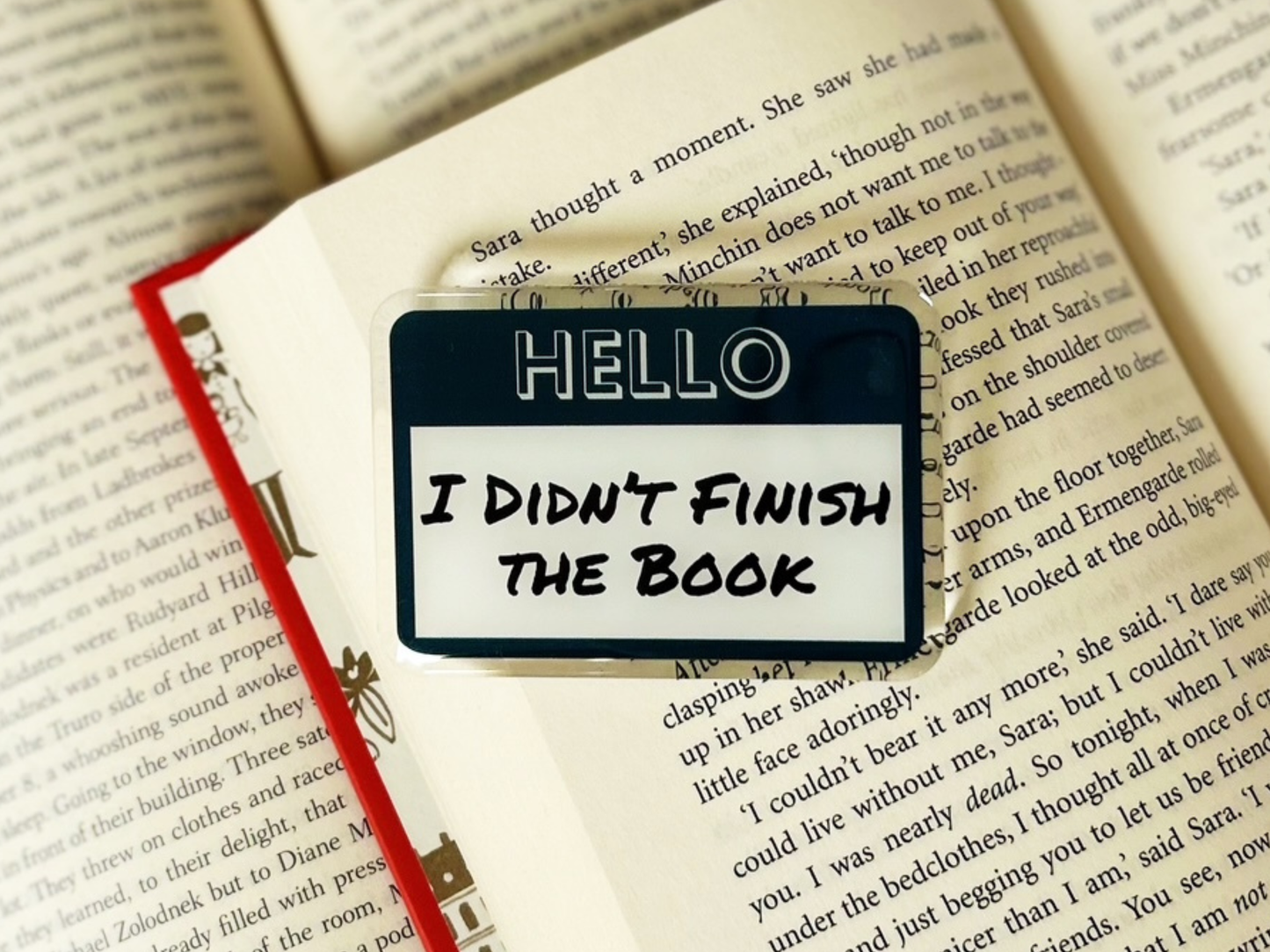 Book Club Name Tag Acrylic Name Tag, Gift for Book Lovers an