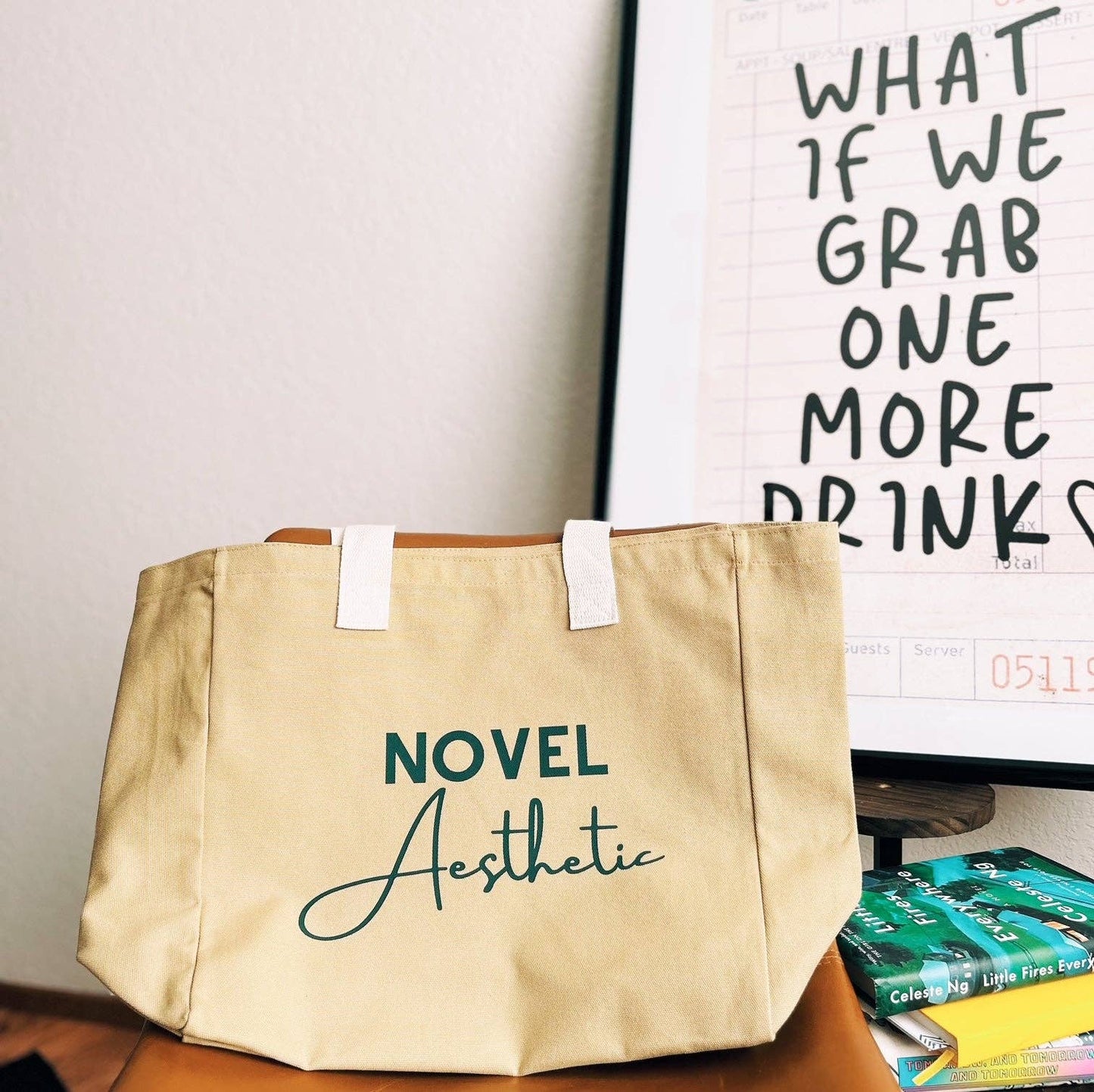 Book Tote Bag - Novel Aesthetic, Totes,100% Cotton, Canvas