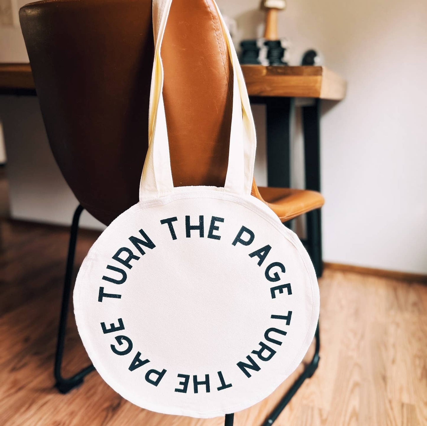 The Storyline Styles - Turn the Page Circle Tote, Canvas Tote Bag