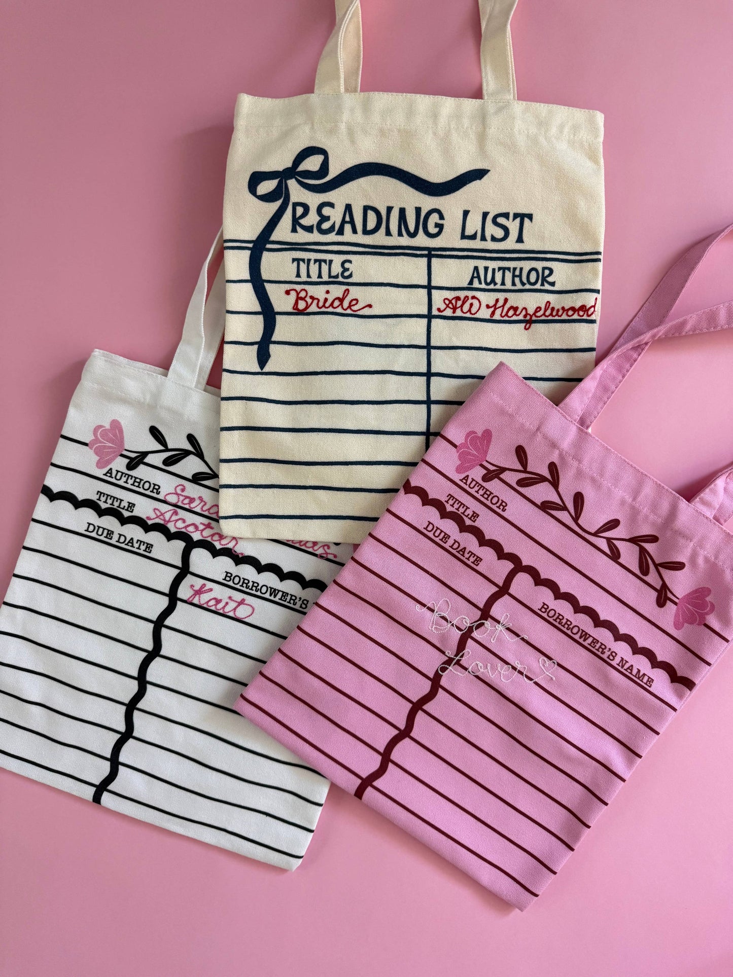 Well Versed Goods - Bookish Canvas Totes | Reading List | Library Card