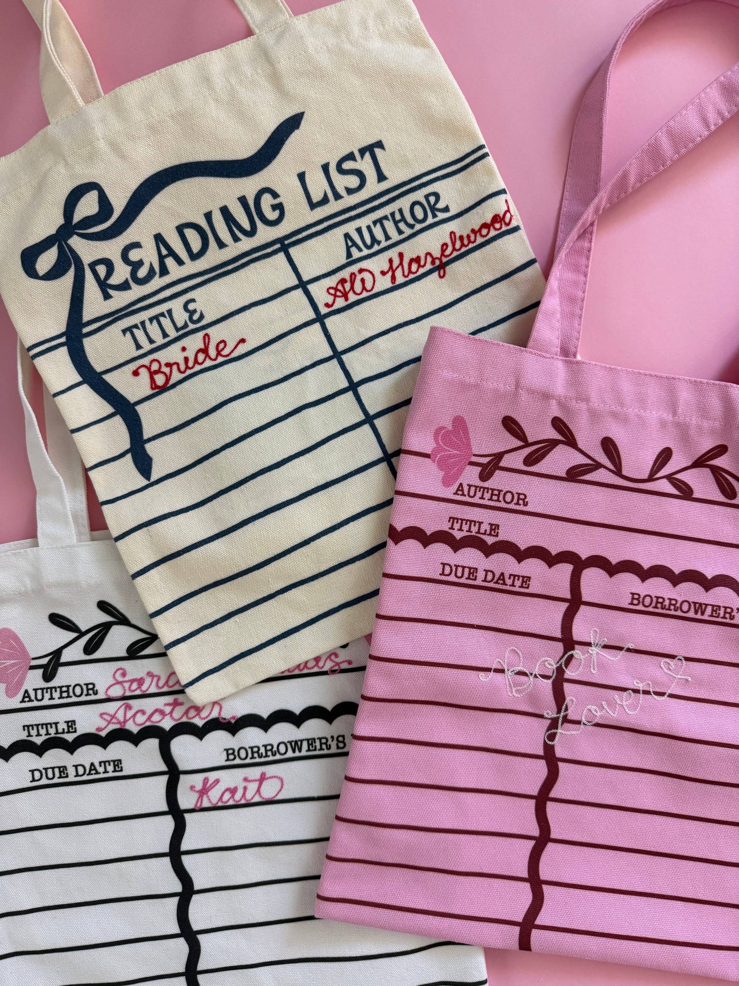 Well Versed Goods - Bookish Canvas Totes | Reading List | Library Card