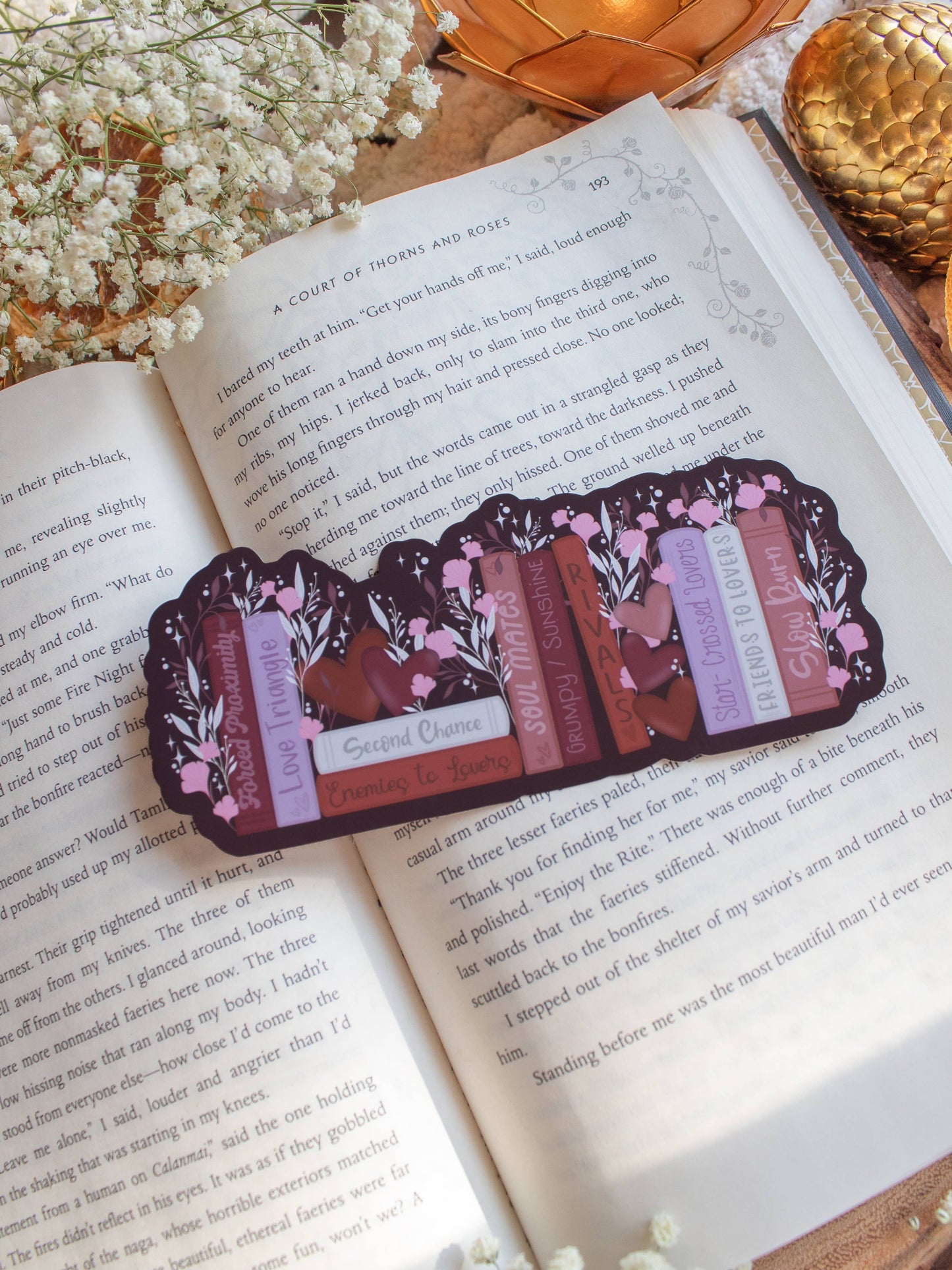 Romance Bookshelf Die-Cut Bookmark