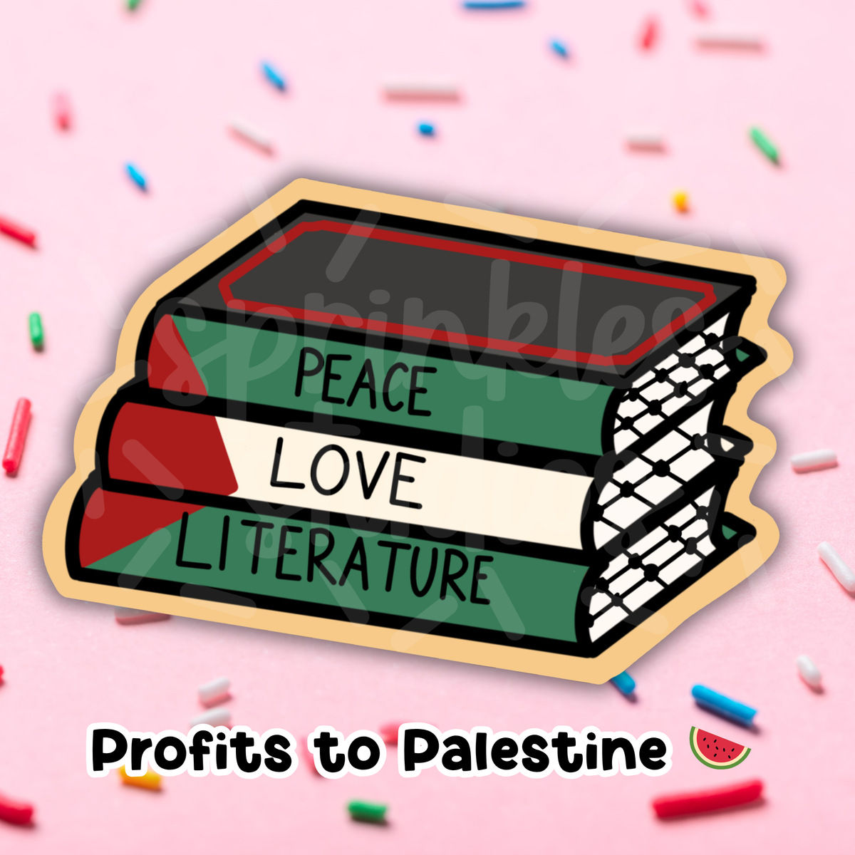 Sprinkles Studios - Peace Love Literature Vinyl Sticker