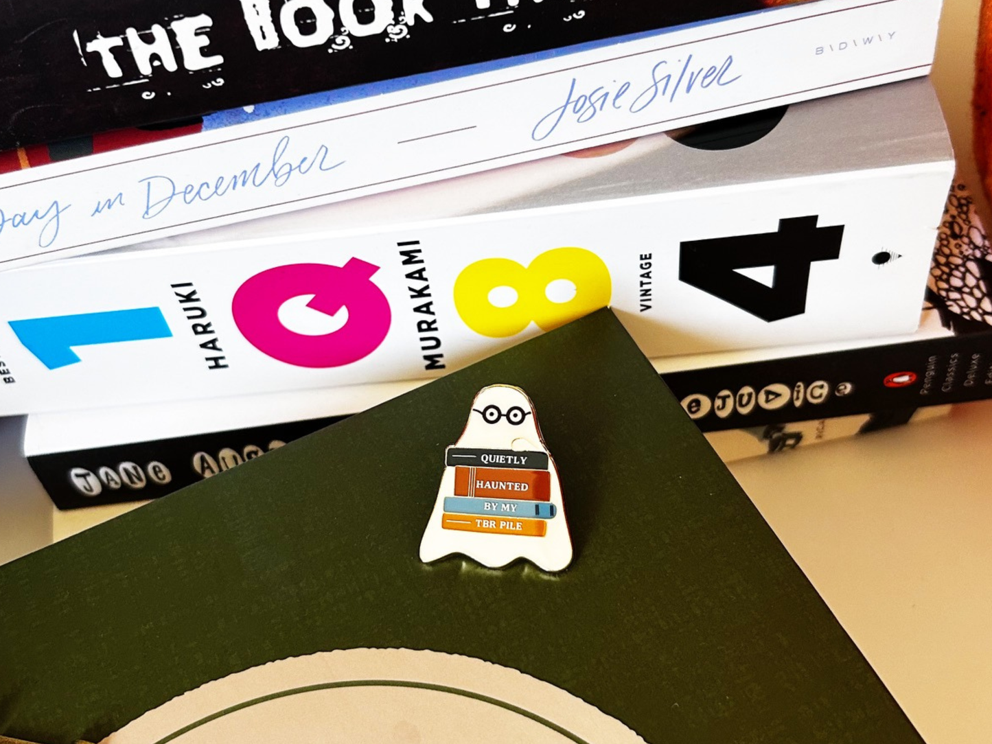 The Storyline Styles - Ghost Enamel Pin, Bookish Ghost, TBR List, Spooky Season Pin